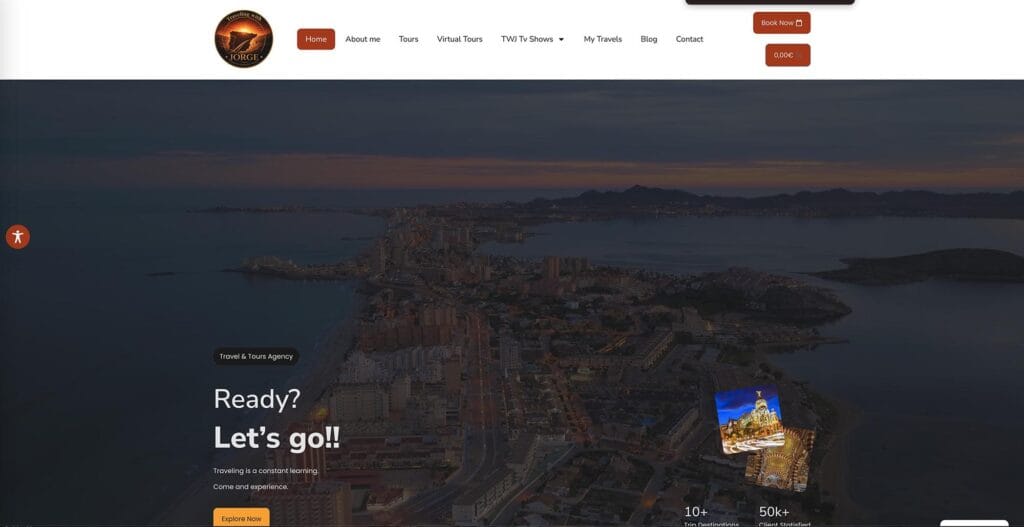 Diseño de página web para Traveling with Jorge, blog de viajes, por Mardeasa